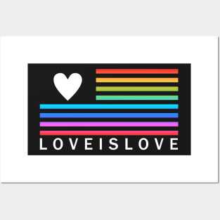 USA LGBT Pride-  American Flag Style Love is Love Design Posters and Art